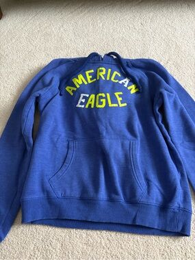 American Eagle Outfitters Royal Blue Hoodie with Yellow Logo